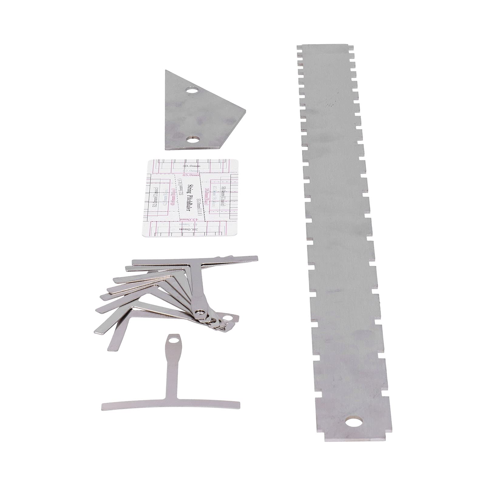 BRRNOO Outil de Corde de Guitare, Outils de Guitare, de Configuration de, Règle d'accord de, Ensemble d' de Mesure de, Kit de Règle de Nivellement 'accord 'arc de Cou argenté, Kit de Jauge