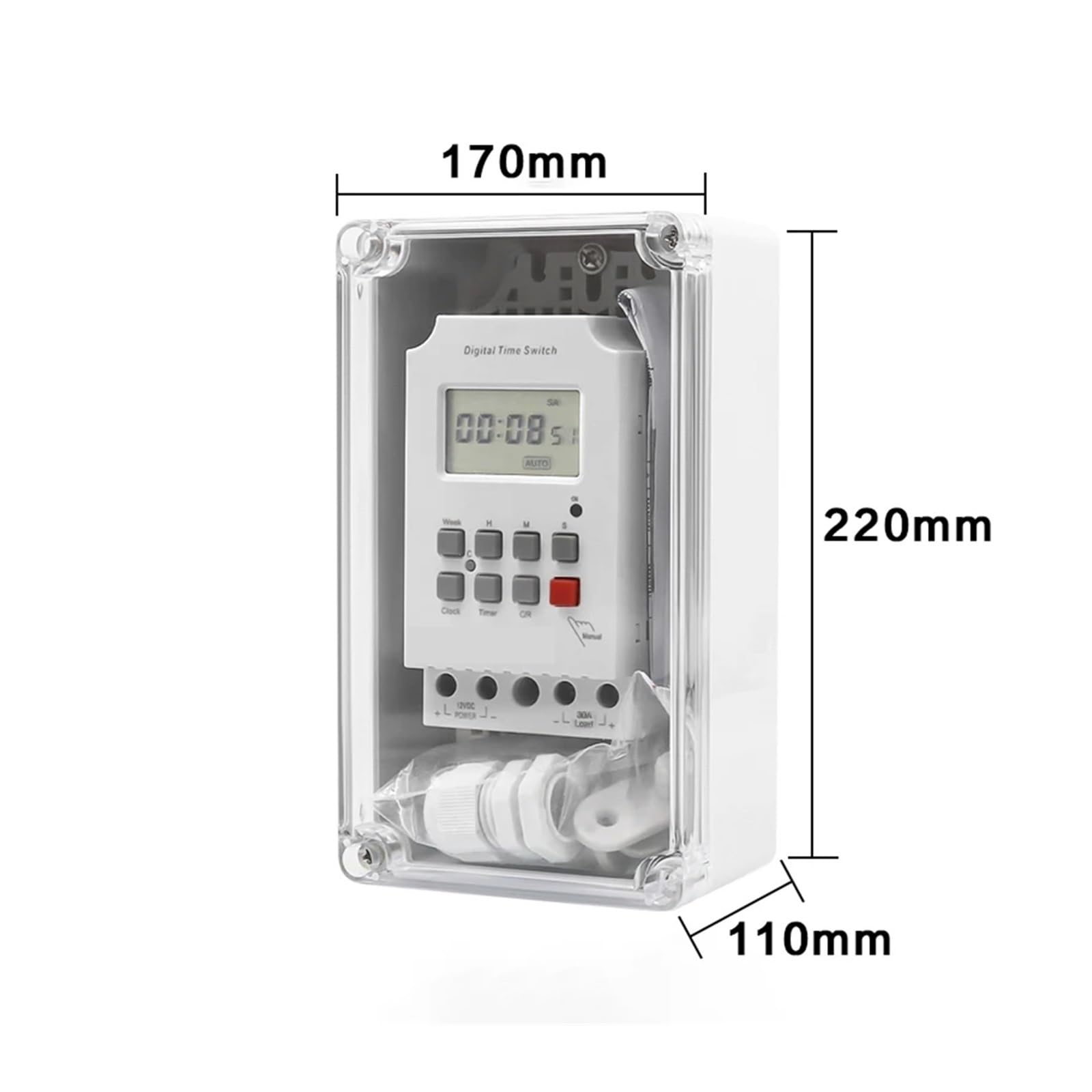 Timer Digitale 220VAC 30A con Scatola Impermeabile, for Interruttore Timer Digitale Esterno