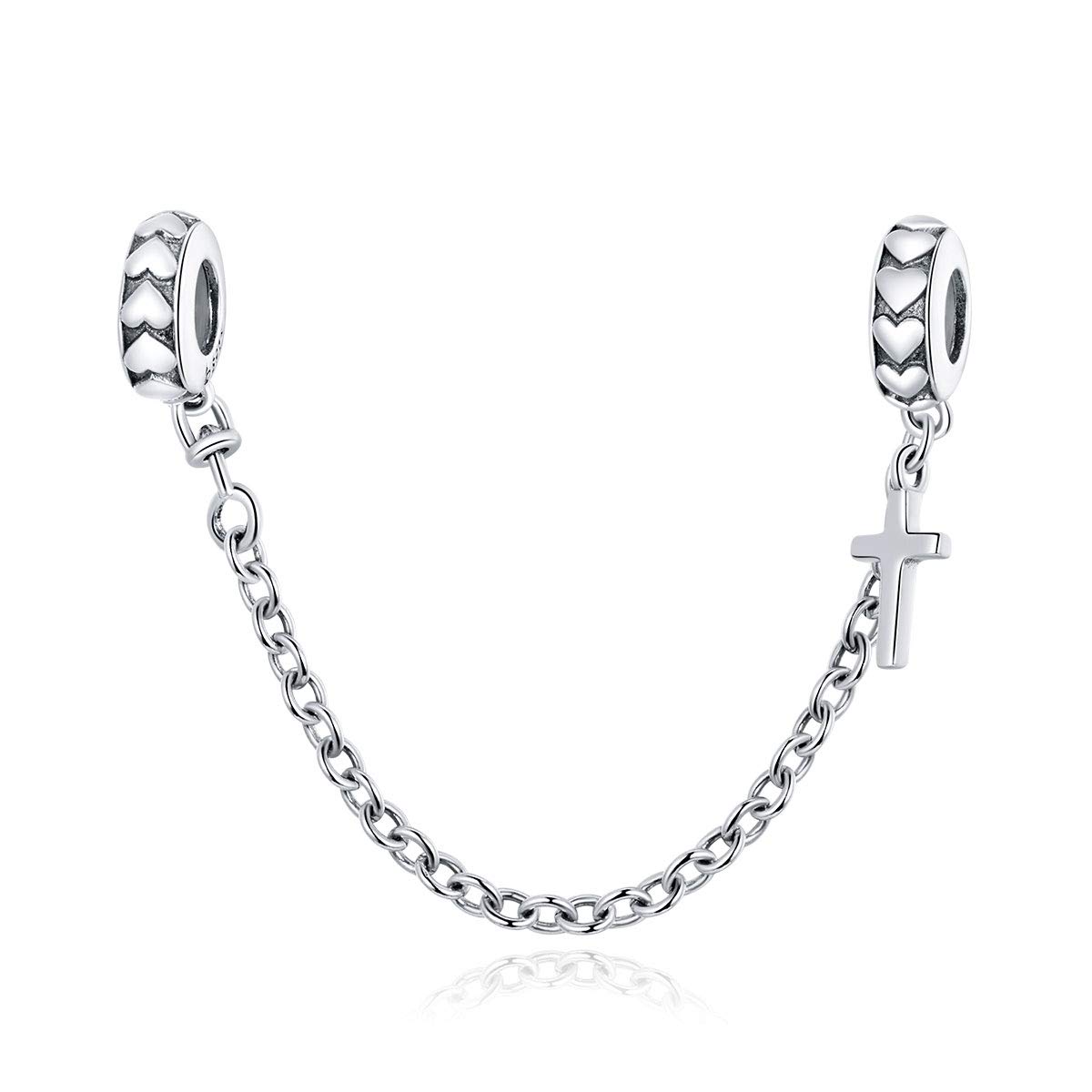 Junyi JewelrySafety Chain Charm 925 Sterling Silver Clip Stopper Charm Spacer Charm Anniversary Charm for Pandora Charm Bracelet