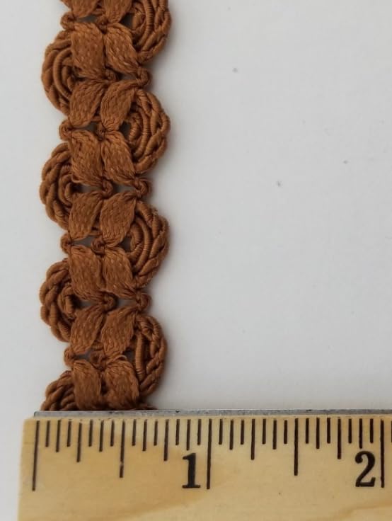 1 Pcs 3/4" Light Brown Double Scalloped Braid Gimp Trim 12 Continuous Yards -Rk5