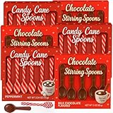 Candy Cane Peppermint & Milk Chocolate Candy Spoons - Edible Stirring Stick Hot Chocolate Coffee Tea Cocoa Bar Supply - Christmas Stocking Stuffer Holiday Gift Treat (3 Pack of Each(33 Total Spoons))