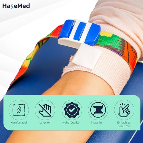HaseMed Venenstauer, metallfrei, latexfrei, bunt – 3 Stück Tourniquet für medizinische Anwendungen, elastisch und sicher, ideal für Notfälle und Krankenhäuser