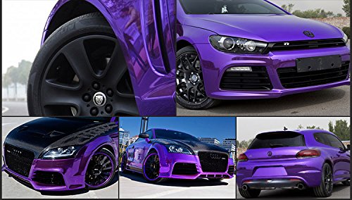 DIYAH Gloss Chrome Mirror Vinyl Car Wrap Sticker with Air Release Bubble Free Anti-Wrinkle 12" X 60" (1 FT X 5FT) (Purple) - Thumbnail 3