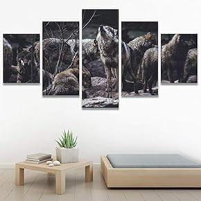 SIGNWIN 5 Panel Canvas Wall Art Animals Expressionism...
