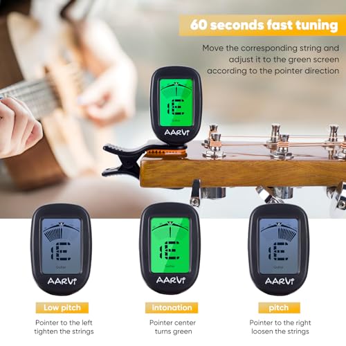 Aarvi AV-01 Clip On Guitar Tuner For All Instruments, Acoustic/Electric Guitar, Ukulele thumb #3