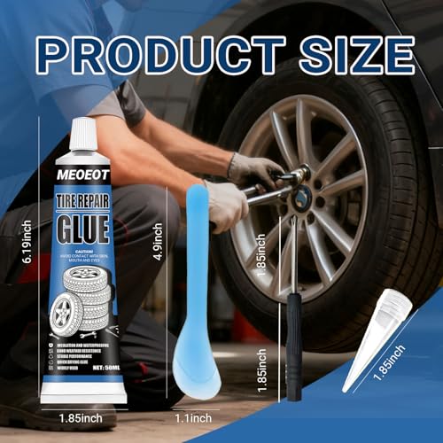 Meoeot Colle Pneu Voiture, Colle Réparation Pneu Voiture, Kit Reparation Car Tire Glue, ColleForte Spéciale pour Le Pnéu, Adhésif CollePneus, Réparez Rapidement Les Fissures, 100 ml – vue 7