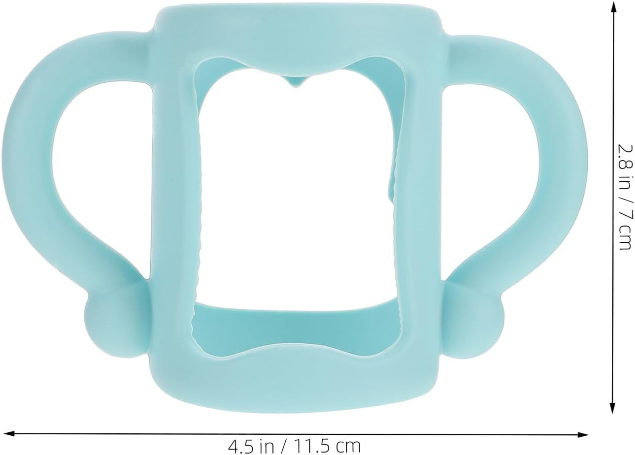 2Pcs Bottle Handles Food Grade Silicone Ergonomic Grip for Newborn Milk Water Bottles Fit Soft Safe Pink Light Blue