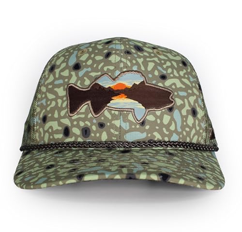 Paramount Outdoors Sunset Trout Fishing Hat Mountain Fish Silhouette Performance Outdoor Hat with Comfort Snapback (US, Alpha, One Size, Walleye Sunset)