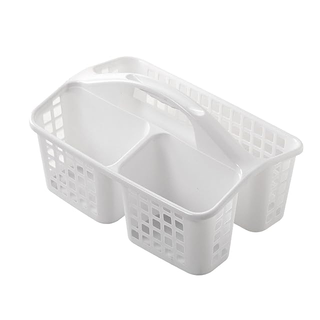 pistro Bathroom Shower Caddy Basket with Handle 3 Compartment Cleaning Tote Bins Organizer for College Dorm Kitchen Bathroom
