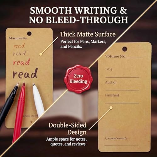 EYRBVX 30pcs Bookmarks Bulk for Book Lovers - Reading Log Book Tracker with Metal Ring & Storage Box, Book Review Cards & Book Accessories for Adult Students, Teachers, Back to School Supplies — view 4