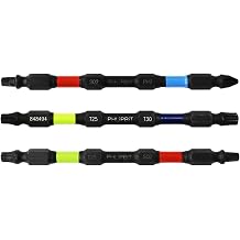 ORBiT - T25/T30+T25/SQ2+SQ2/PH2 IMPACT BiT. Mod. Geometry, 4 INCH, 3pc. Deck/Fence/Framing, Double End+Double Duty, USA-4DFFKX1 Lime/Navy Drives #25/30 Torx + Red/Blue #8/10 SQ/PH Screws