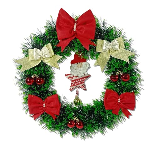Guirlanda Natal Grande 37cm Enfeites nó de Laços Natalinos Robusta Laços e Bolas Enfeire de Porta -