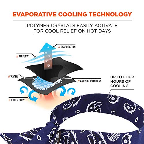 Image of Cooling Bandana, Navy Western, Evaporative Polymer Crystals for Cooling Relief, Tie for Adjustable Fit, Ergodyne Chill Its 6700, One Size