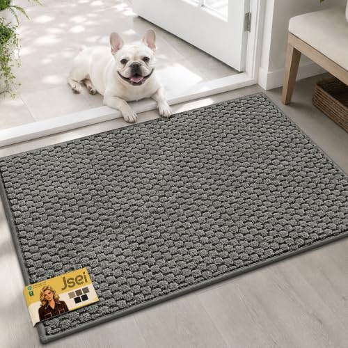 JSEI Dirt Trapper Door Mat 20"x32", Non-Slip Entryway Rugs, Light Grey