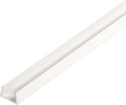 Outwater Plastics White 3/8 Rigid PVC Plastic U-Channel/C-Channel 46 Inch Lengths Pack of 3