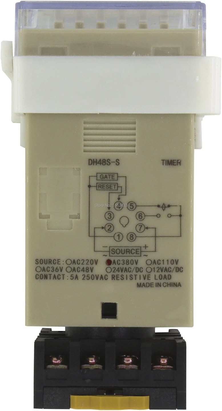 DH48S-S AC 380V 36V Repeat Cycle SPDT time Relay with Socket delay Timer with Base (Size : 36VAC)