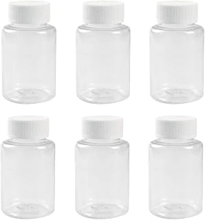 12 PCS 100 ML 3.3 OZ Plastic Clear Bottles Empty Container with White Screw Cap Solid Powder Case Refillable Tablet Storage Holder Sample Jar for Dispense Different Items