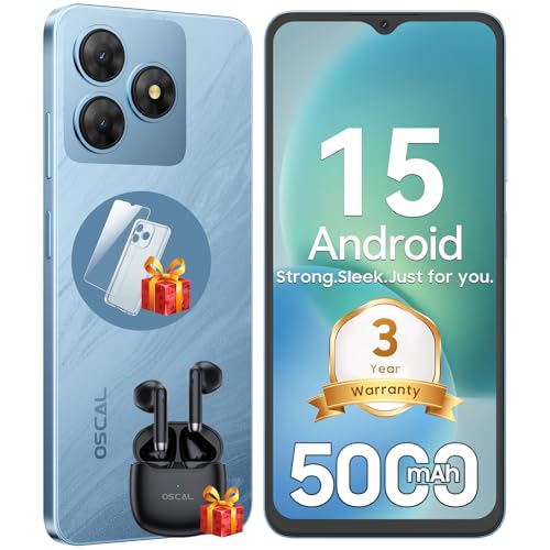 OSCAL FLAT 2 SIM-Free & Unlocked Mobile Phones 2025, Android 15 Smartphone, 12+128GB/2TB Octa Core, 5000mAh Battery Phone for Sale, 90Hz 6.56" HD+ Display, 4G Dual Sim/GPS/Fingerprint/Face Unlock