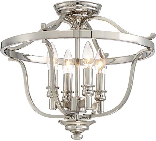 Minka Lavery Semi Flush Mount Ceiling Light 3296-613 Audrey's Point Lighting Fixture, 4-Light 240 Watts, Polished Nickel
