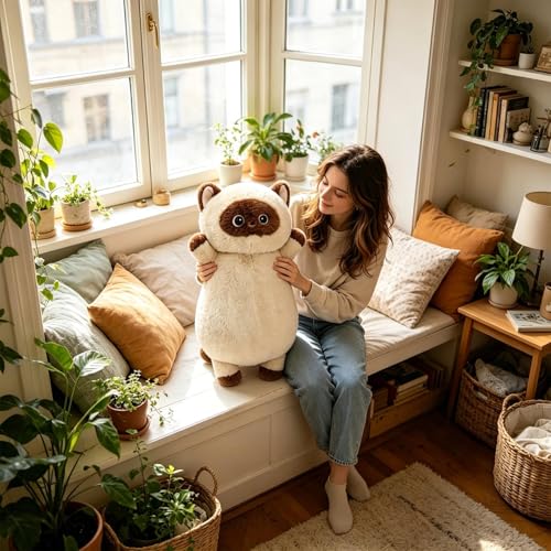 Coussin chat long peluche doudou 65 cm pour lit et canapé - 7