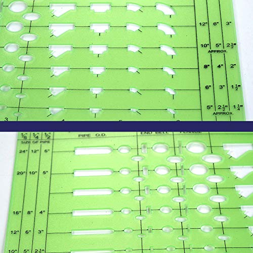 Image of Pacific Arc Pipe Fitting Template Guide, with Pipe O.D., End Bell, Flange, and Fittings