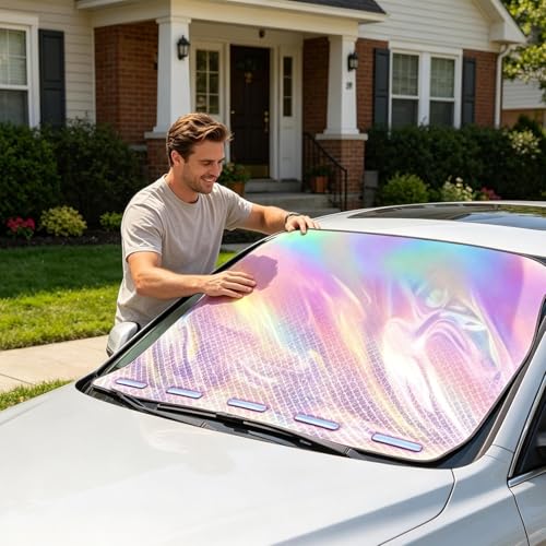 Evita el volante ardiente con este protector solar para parabrisas magnético 2