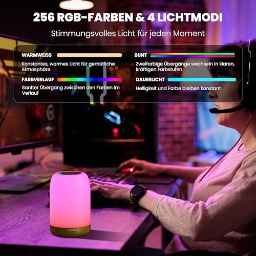 UPXNBOR LED Nachttischlampe Touch-dimmbar, Nachtlicht für Schlafzimmer – Ansicht 4