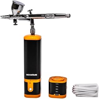 Cordless Airbrush Compressor Kit, adjustable pressure, 2 Batteries included. Portable Cordless Airbrush Compressor Kit for Painting, Nail Art, Scale Modeling, Makeup, Cake, Barbershop