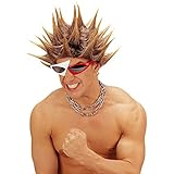 Farbe: braun NET TOYS Star Perücke Rocker blond Punker Karneval Stachel Stachelperücke Starperücke Rockstar Unisex Perücken Rowdie Fasnet Fasnacht