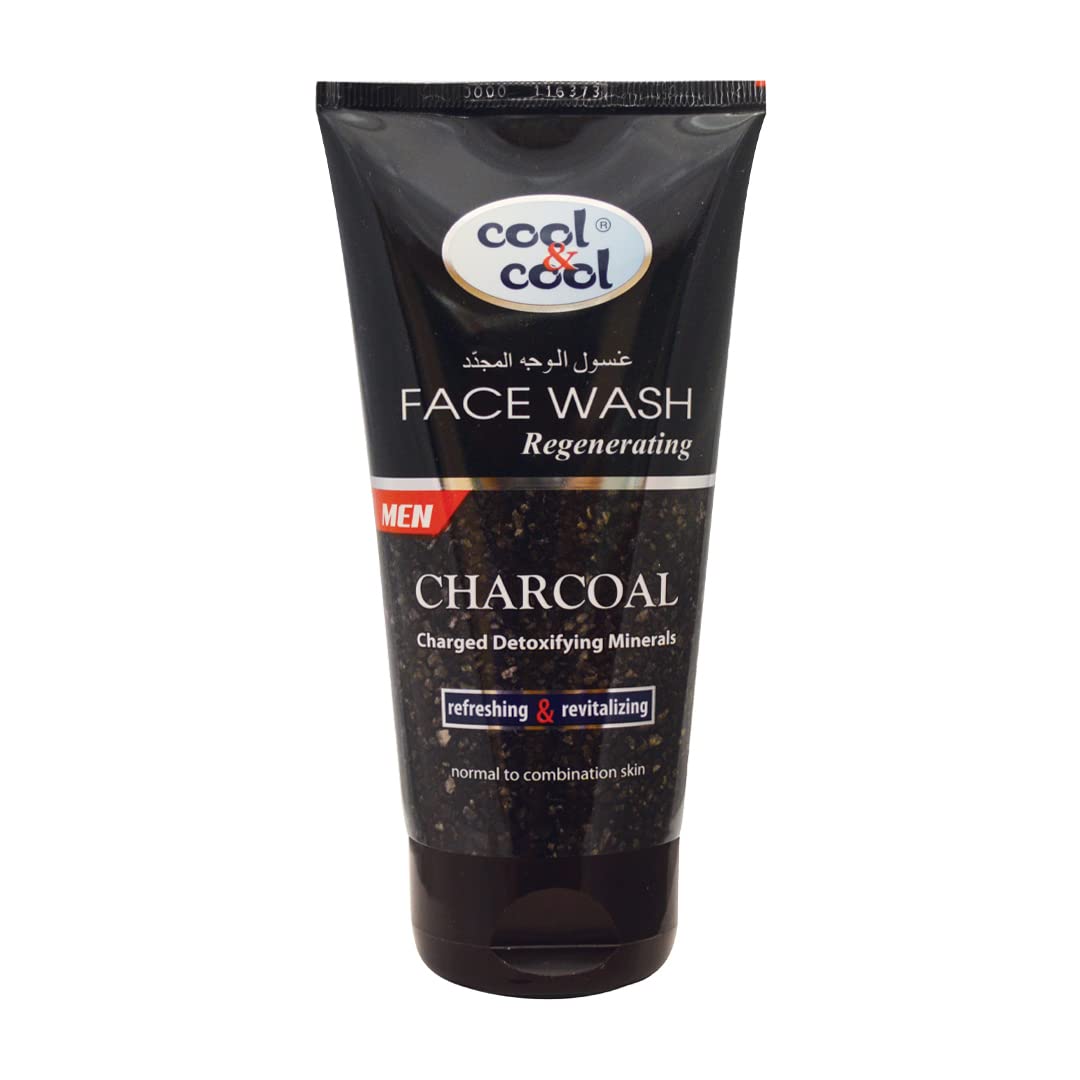 Cool & Cool Charcoal Face Wash for Men 150 ML - Activated Charcoal, Regenerating, Exfoliating & Rejuvenating, Suitable for All Skin Types