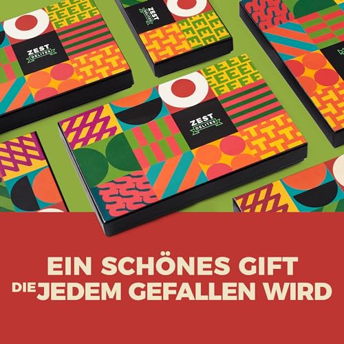 Türkische Süßigkeiten von Zest Delites, Vegane Süßigkeiten mit 30% Pistazien, Türkische Süssigkeiten, Lokum, Orange, Vanille, Granatapfel und Schwarzbeeren, 250g