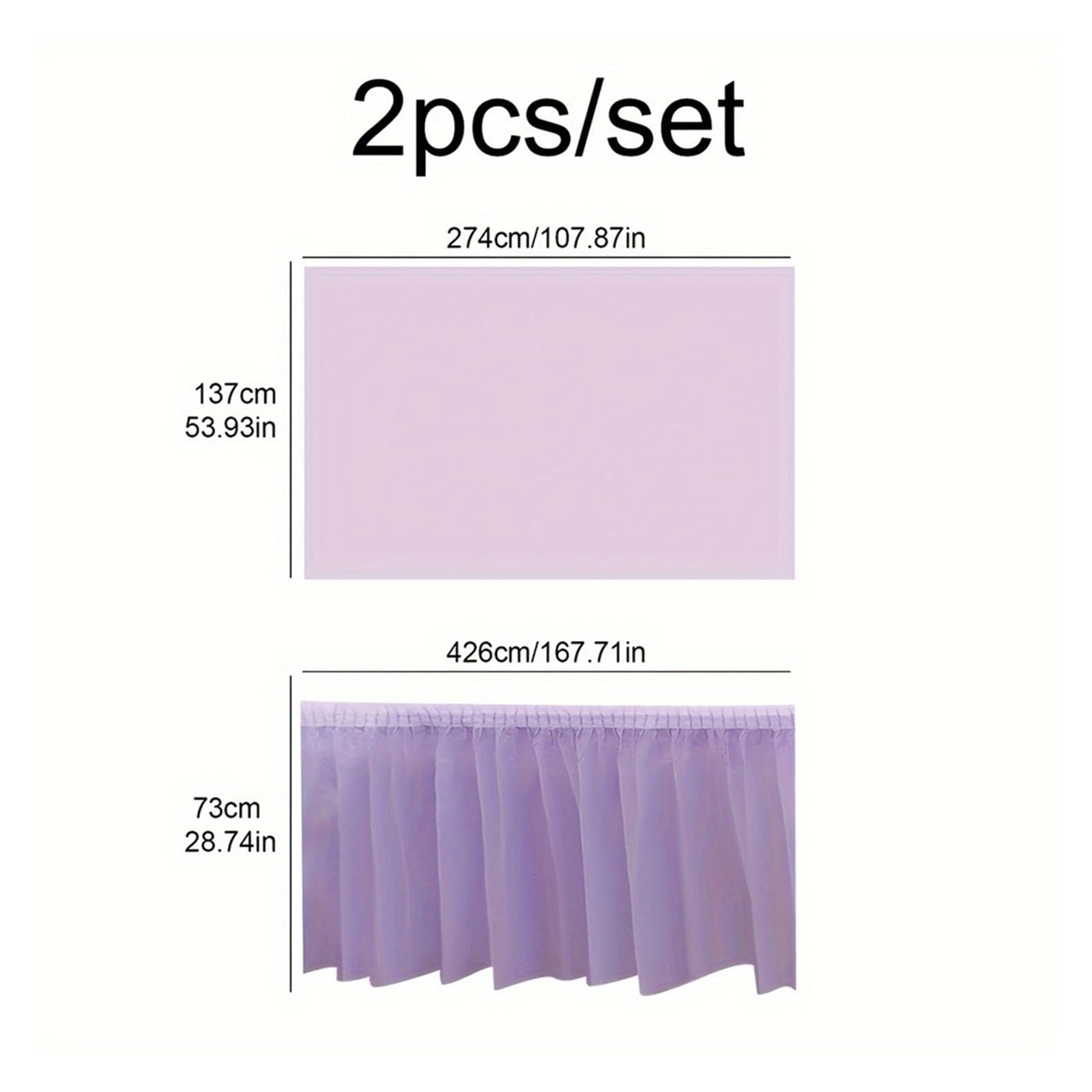 2 Stück rechteckige Tischdecke mit Rock-Set(Purple)