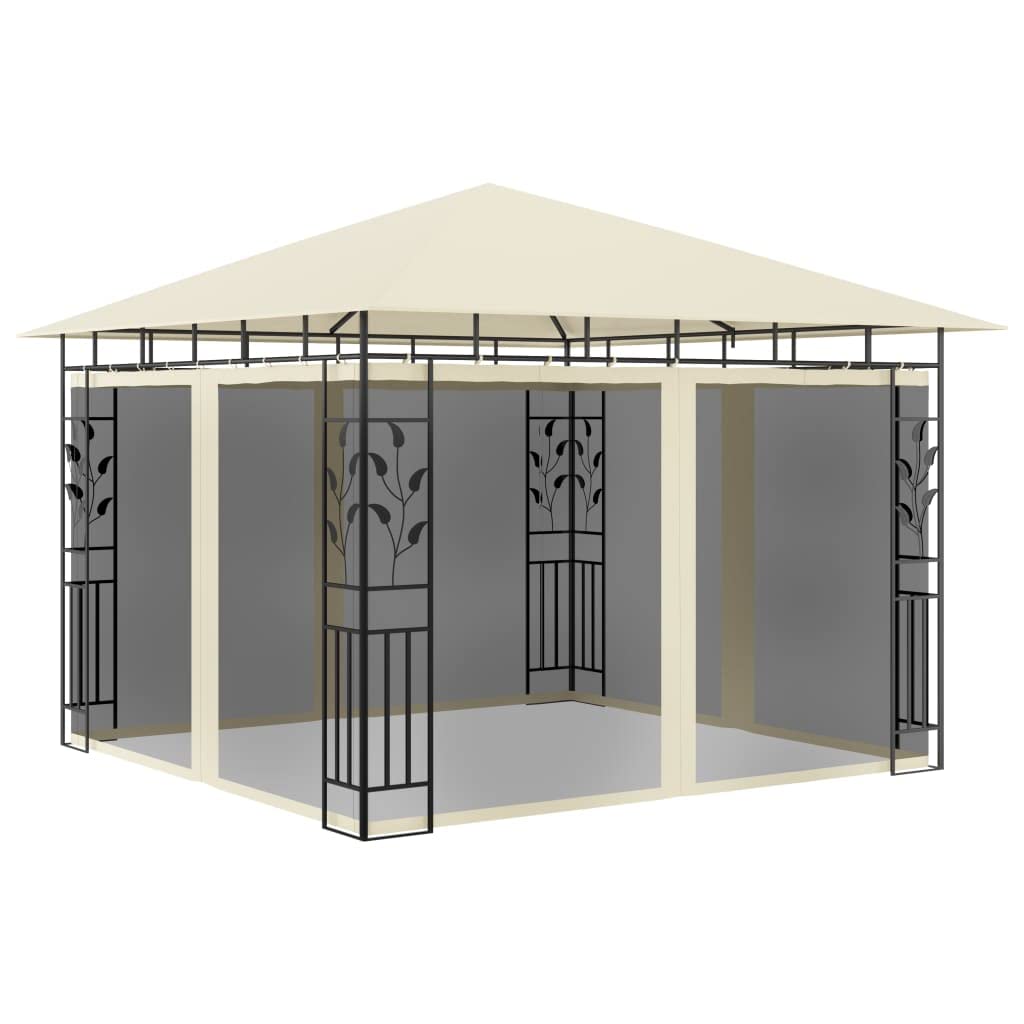 Gazebo con Zanzariera 3x3x2,73 m Crema 180 g/m²,Gazebo,Impermeabile,Anti UV,Gazebo da Giardino,Gazebo Esterno