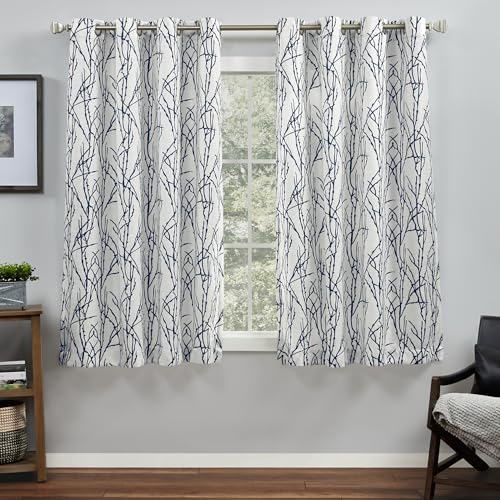 TOWN & COUNTRY BASICS Sohome Willow Sheer Solid Linen Texture Curtains Tassles, Grooment Top, 2-Pack Set, 54"x63", Navy by TOWN & COUNTRY BASICS - Image 2