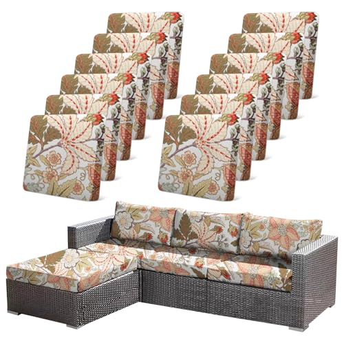 CALBODE 12Pcs High Elastic Digitally Floral Printed Sofa Seat Cushion Cover