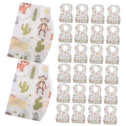 Toddmomy 50 piezas Baberos Impermeables Desechables para Niña Unidades Diseño Animal Absorbentes y Cómodos para Niñas Comida