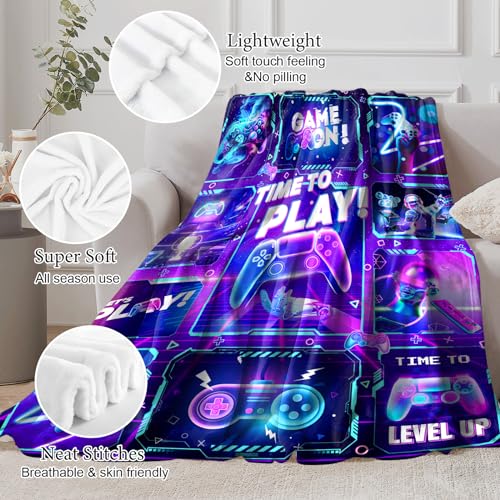 Gaming Blanket for Boys Girls, Gamer Blanket Gamer Gift for Men Women, Soft Game Blanket for Gamer Room Decor - Image 6