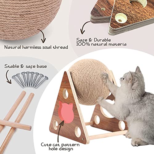 Brinquedo arranhador de gato, corda de sisal natural, arranhador de bola de gato com bola, arranhado