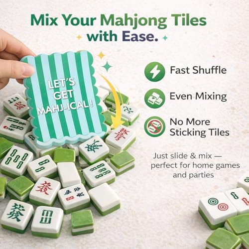 4 Pcs Mahjong Shuffler Cards, Thick PVC Scalloped Tile Mixer miniatura 3