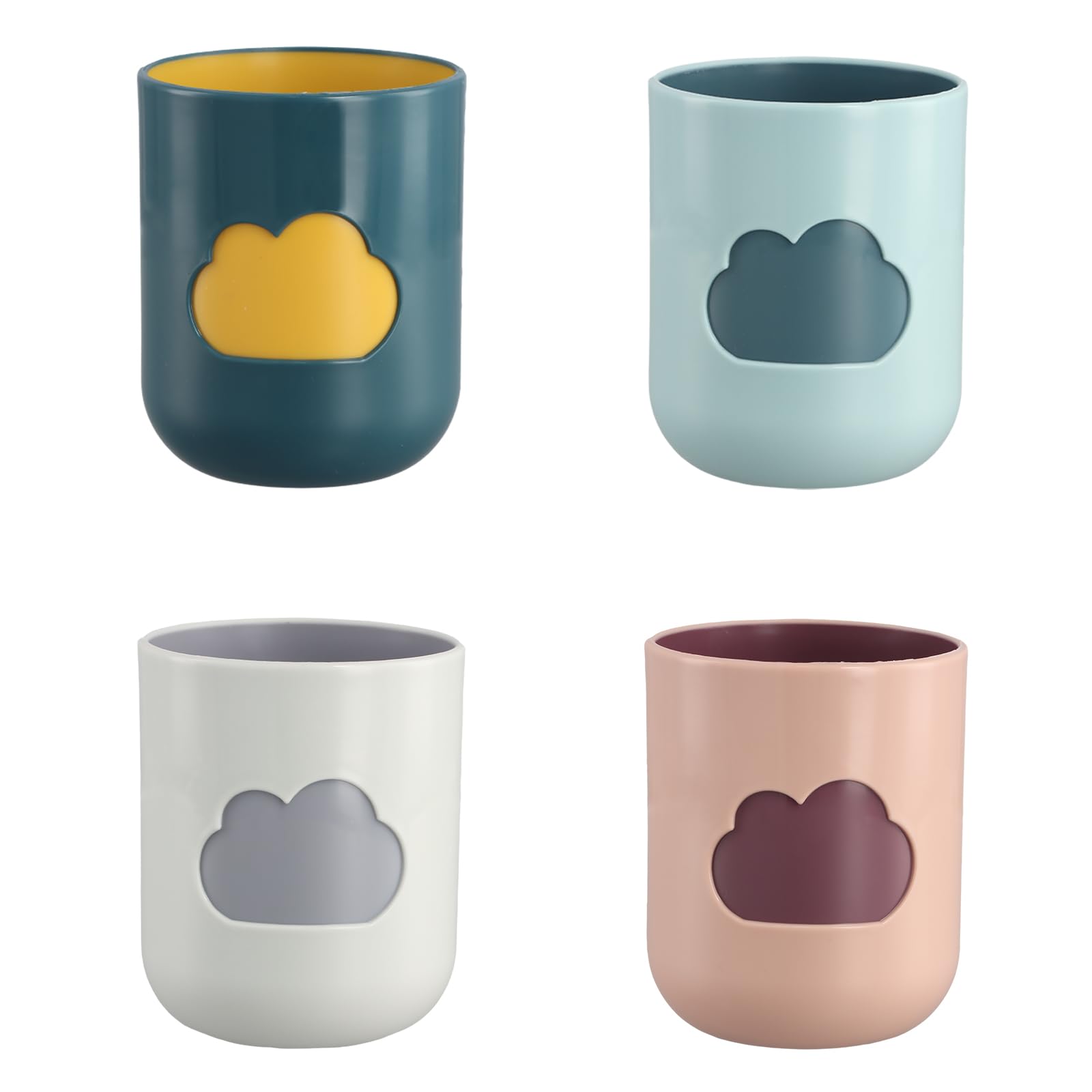 Amexo 4 Pcs Vasos para Cepillos de Dientes, Vaso para Enjuague Bucal, Vaso de Baño, Vaso para Cepillos de Dientes, Vaso de Plástico, Vaso de Agua, Vaso para Cepillo de Dientes, Diámetro de 8 × 10 Cm