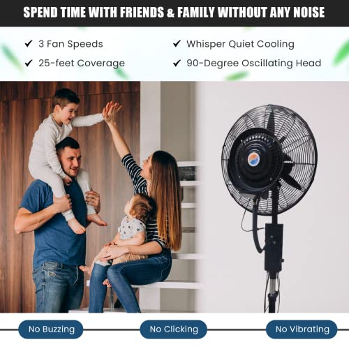 Cool-Off™ 10 Gallon water tank Tropic Breeze Portable Misting Fan with 90 Degree Oscillation (Midnight Black)