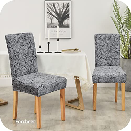 Forcheer Pattern Stretch Chair Covers For Dining Room Set Of 4,Printed Stretchable Dining Chair Slipcover Washable Removable For Kitchen,Hotel,Restaurant,Ceremony Universal Size(4Pcs, Marble) #TOP3