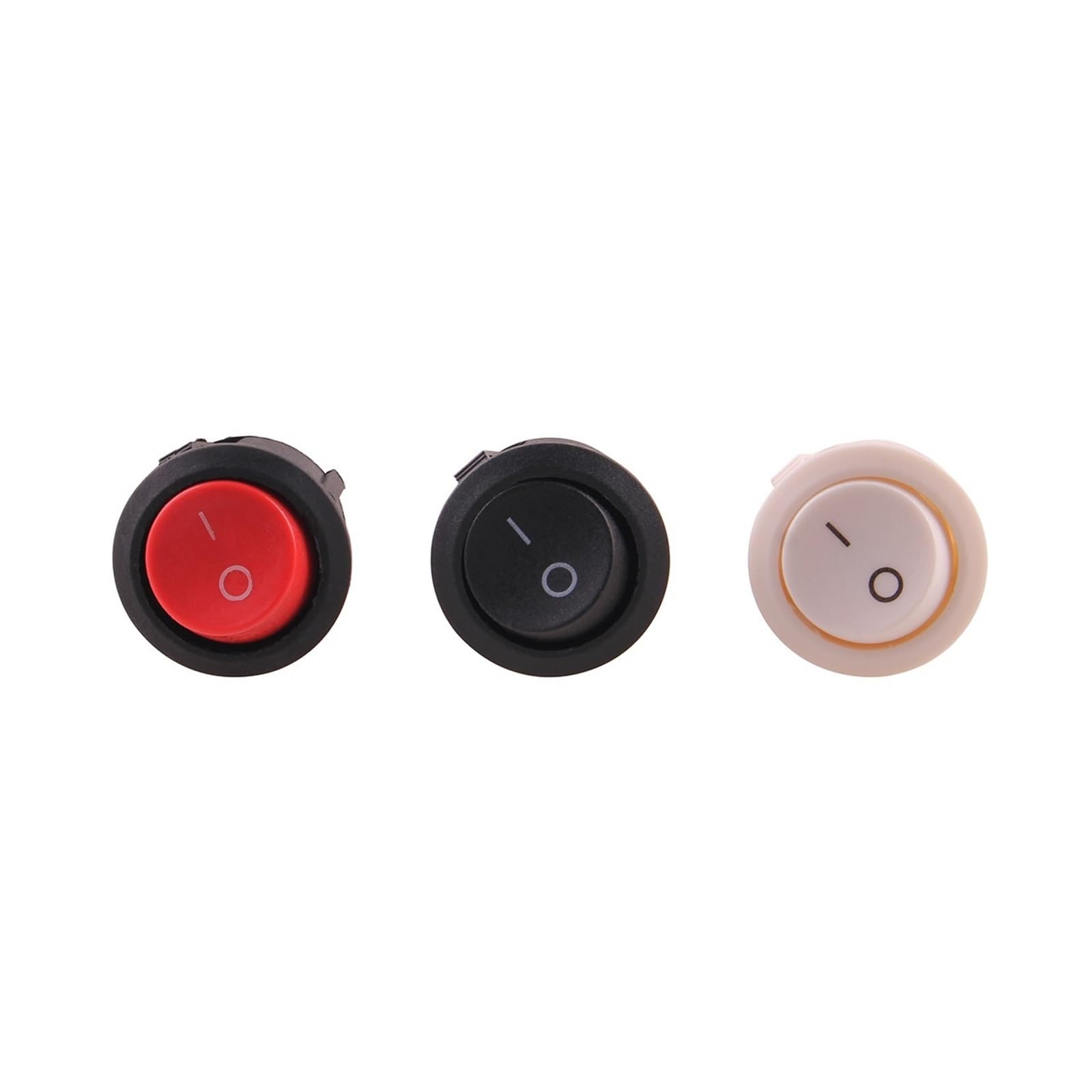 Interruptor Basculante Circular De Encendido/Apagado 2 Pines 20mm Diámetro 6A/250VAC 10A 125VAC Botón Plástico(White,1pcs)