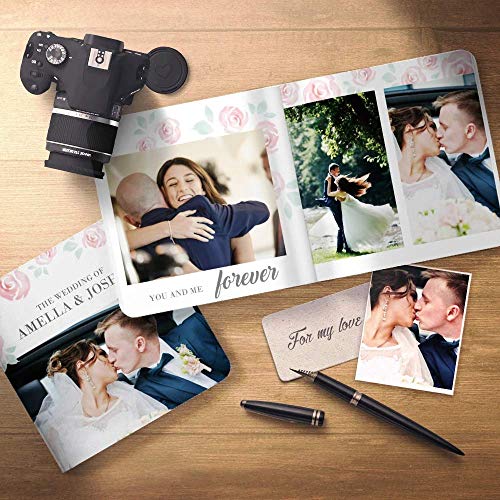Custom Photo Gift for Wedding Anniversary Her Him - Memory Photo Album Book, Personalized Collage Picture Adventure Scrapbook Frame, Gift Idea for Couple Parents Wife Husband Christmas Valentines Day