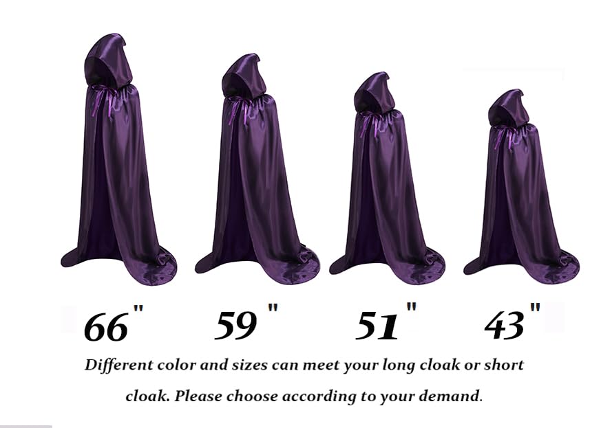 HAPNBCELE Unisex Adults Satin Cape Hooded Cloak - Image 2