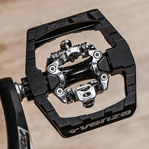 Venzo Click'r Compatible With Shimano Spd Mountain Bike Sealed Pedals With Cleats - Dual Platform Clipless Pedals For Mountain Bike - Easy Clip In & Out #TOP5