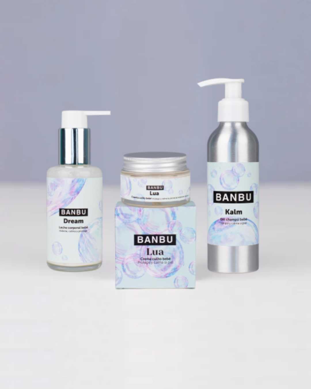 Pack Bebé Natural | Set de 3 Productos | Gel Champú Kalm, Leche Corporal Dream, Crema Culito Lua | Fórmula sin Perfumes