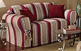 All Cotton Stripe Canvas Slipcover for Sofa or Loveseat or Chair (Red, Chair)