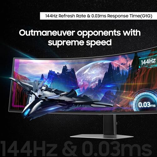 Image of Samsung 49 inch Odyssey OLED G9 (G91SD) Dual QHD QD-OLED G-Sync Compatible Curved Gaming Monitor, 144Hz, 0.03ms, AMD FreeSync Premium Pro, Ergonomic Stand, 3 Year Warranty, LS49DG910SNXZA, 2024