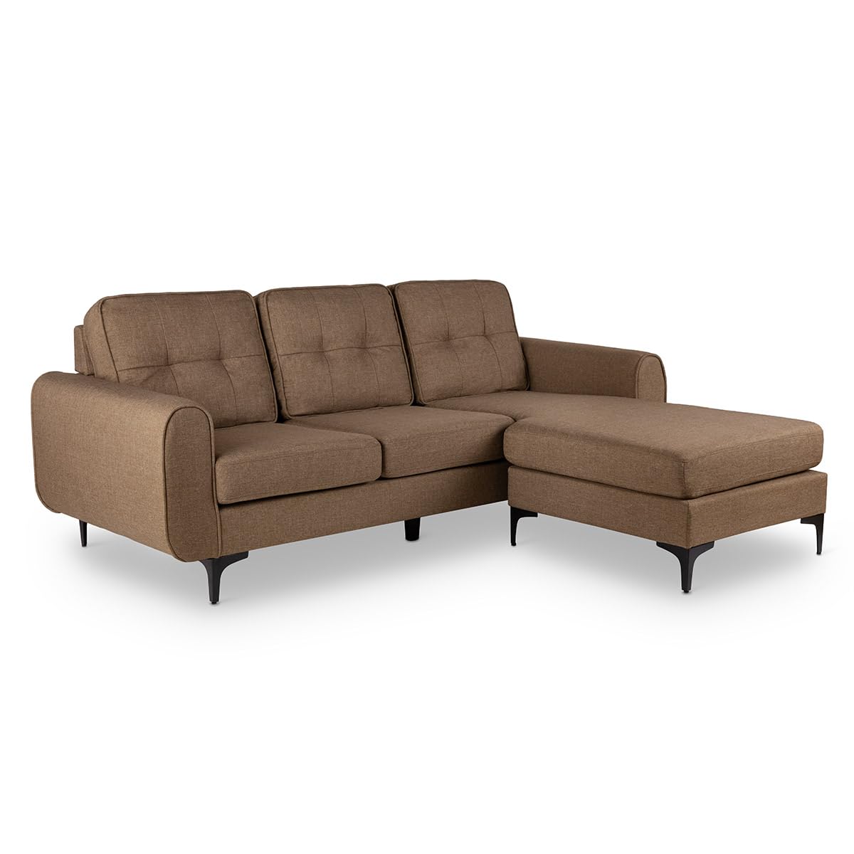Mc Haus Gin Marrón - Sofa, Sofá chaiselongue Acolchado y tapizado en Tela Transpirable y Antiarrugas, 3 plazas, marrón